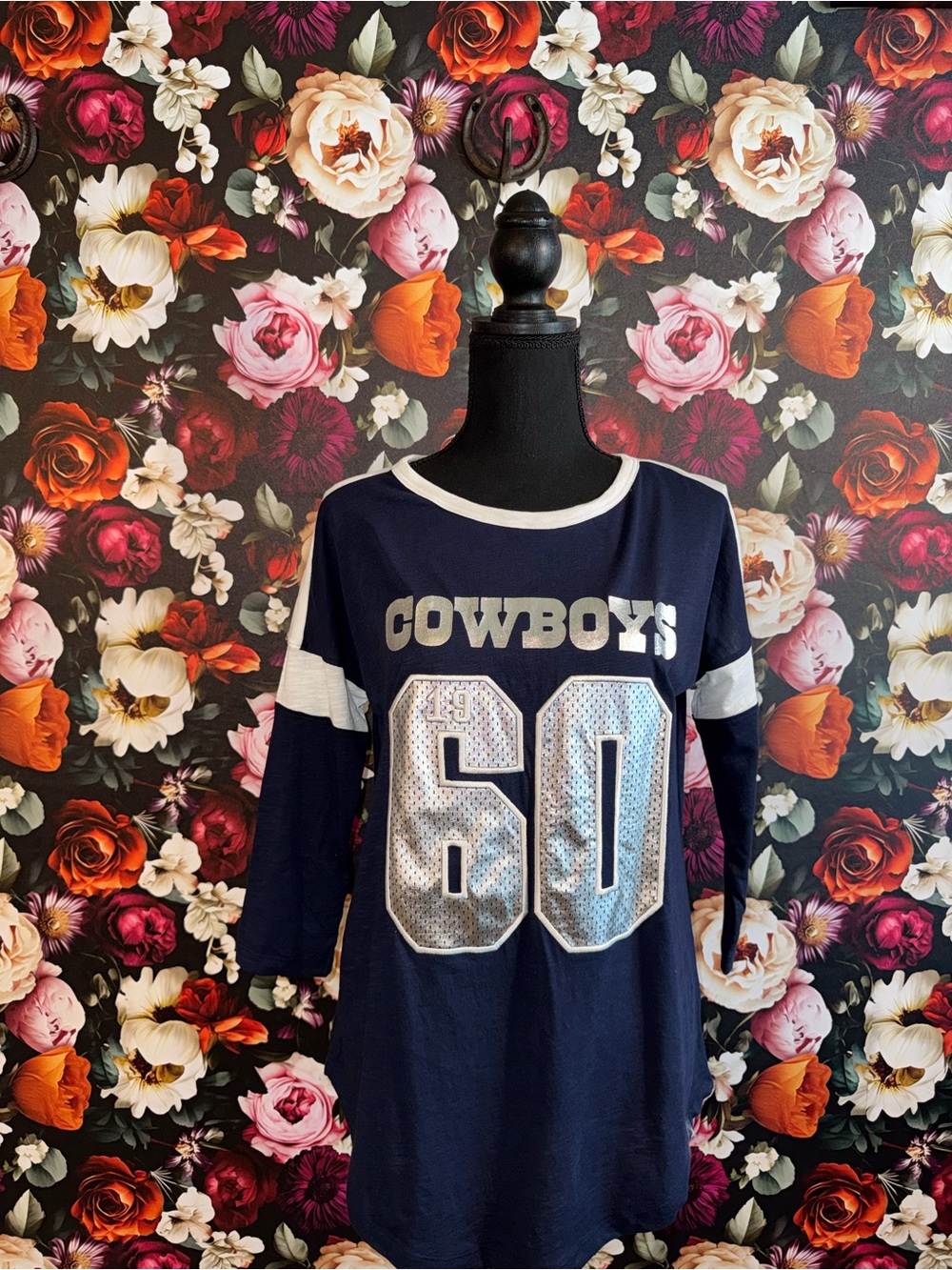 Vintage PINK Victoria's Secret Navy Blue and White NFL Dallas Cowboys Tunic, S